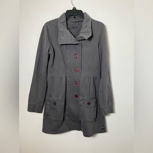 Prana Jacket Women’s M Button Front Cotton Gray Pockets‎ Outdoors